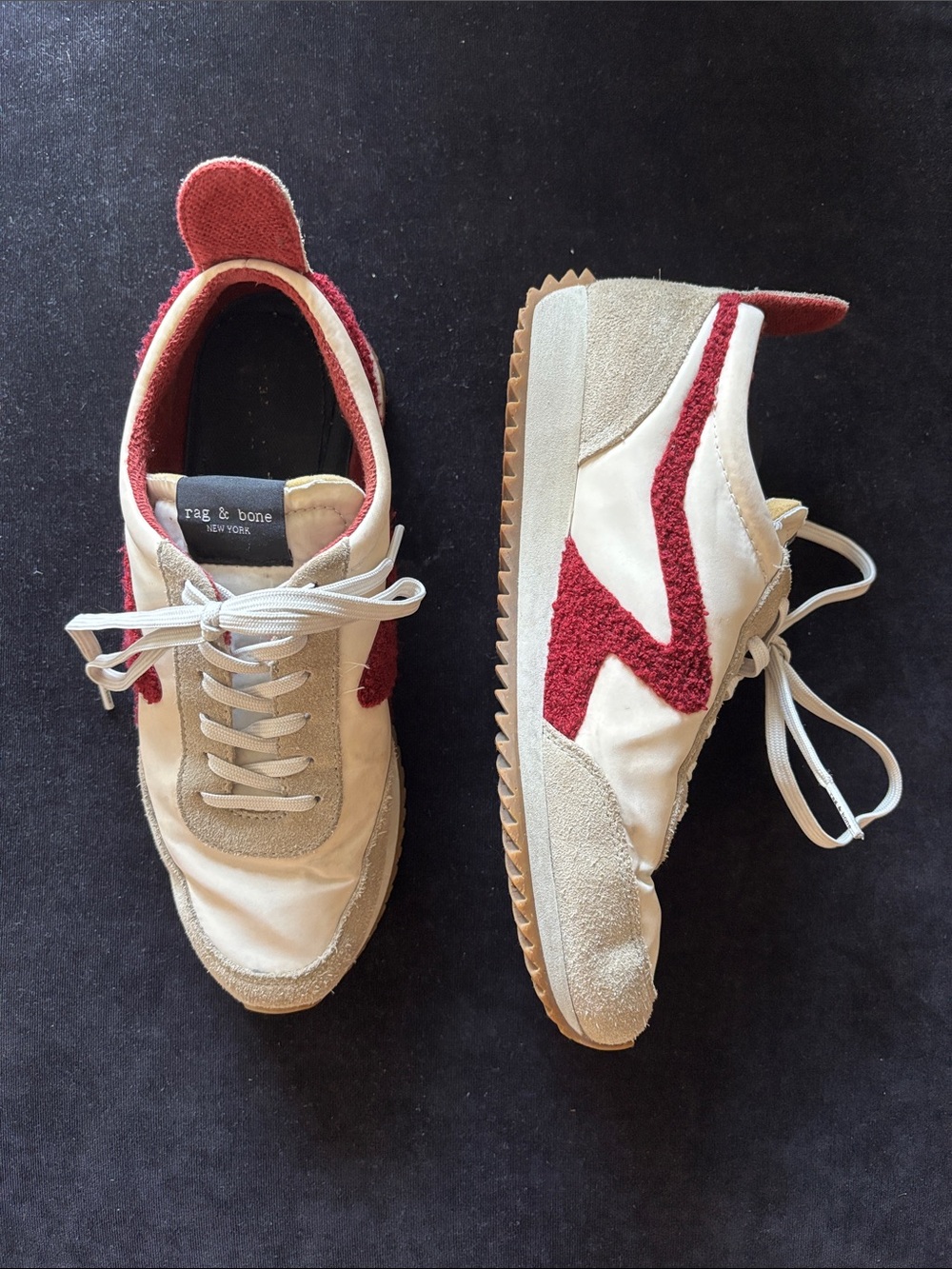 rag & bone Women’s Beige and Burgundy Accent Sneakers